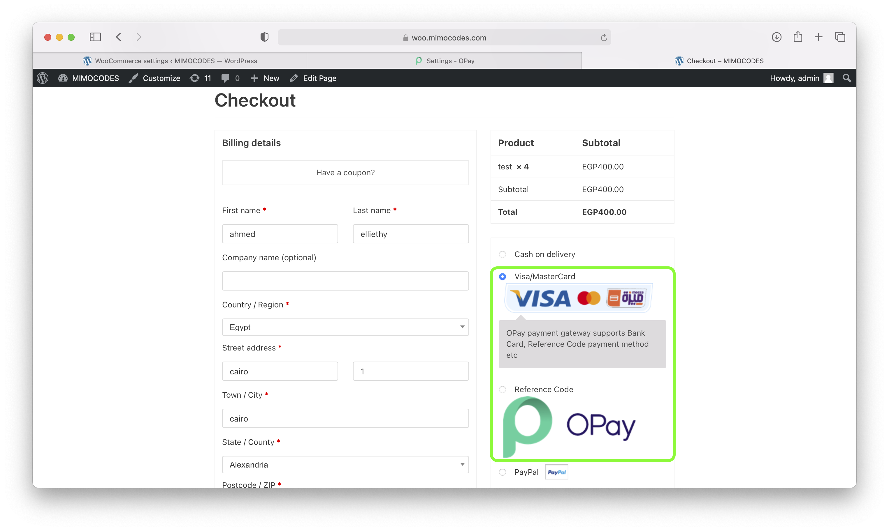 WooCommerce Checkout screenshot