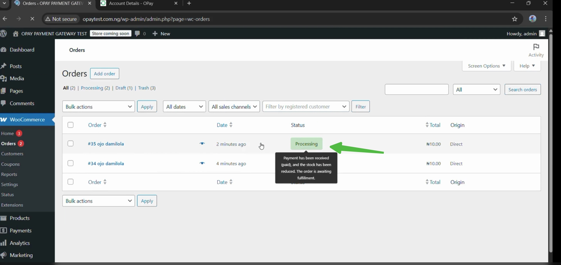 WooCommerce Order Status